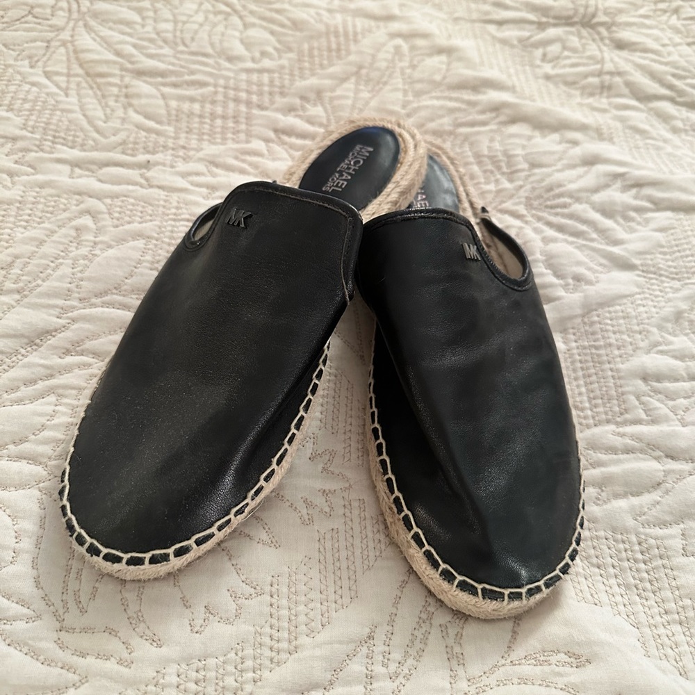 Michael Kors Flat Leather Black Espadrilles